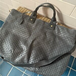 Clare V Black and Tan Fabric Bag